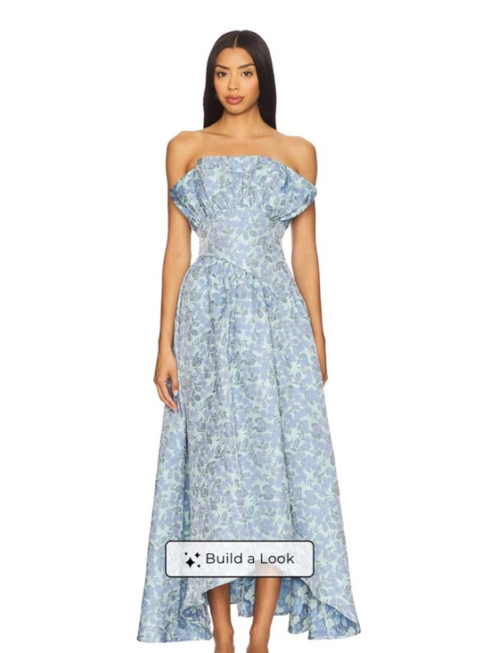 Elliatt Dresses & Skirts - Elliatt Powder Blue Floral Strapless High-Low Gown